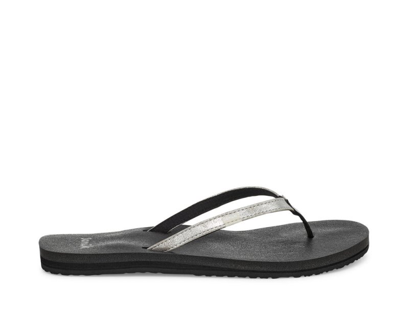 Sanuk Yoga Joy Shimmer Women\'s Flip Flops Silver | Canada 108OKI